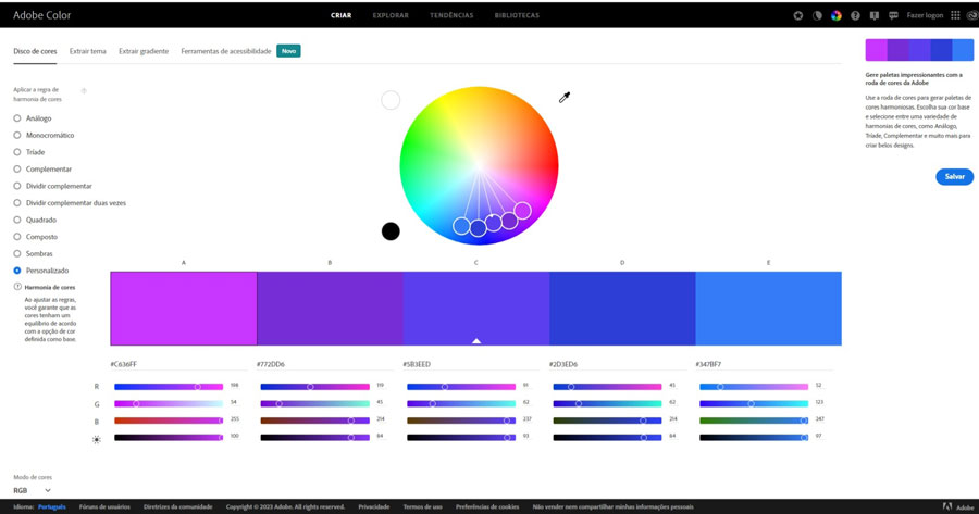 Gere paletas impressionantes com a roda de cores da Adobe